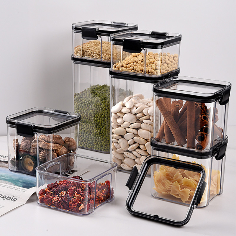 Amazon Best Sale Clear Plastic Container Set Airtight Kitchen Drawer Organizer Pantry Organization Storage Bins Food Containers